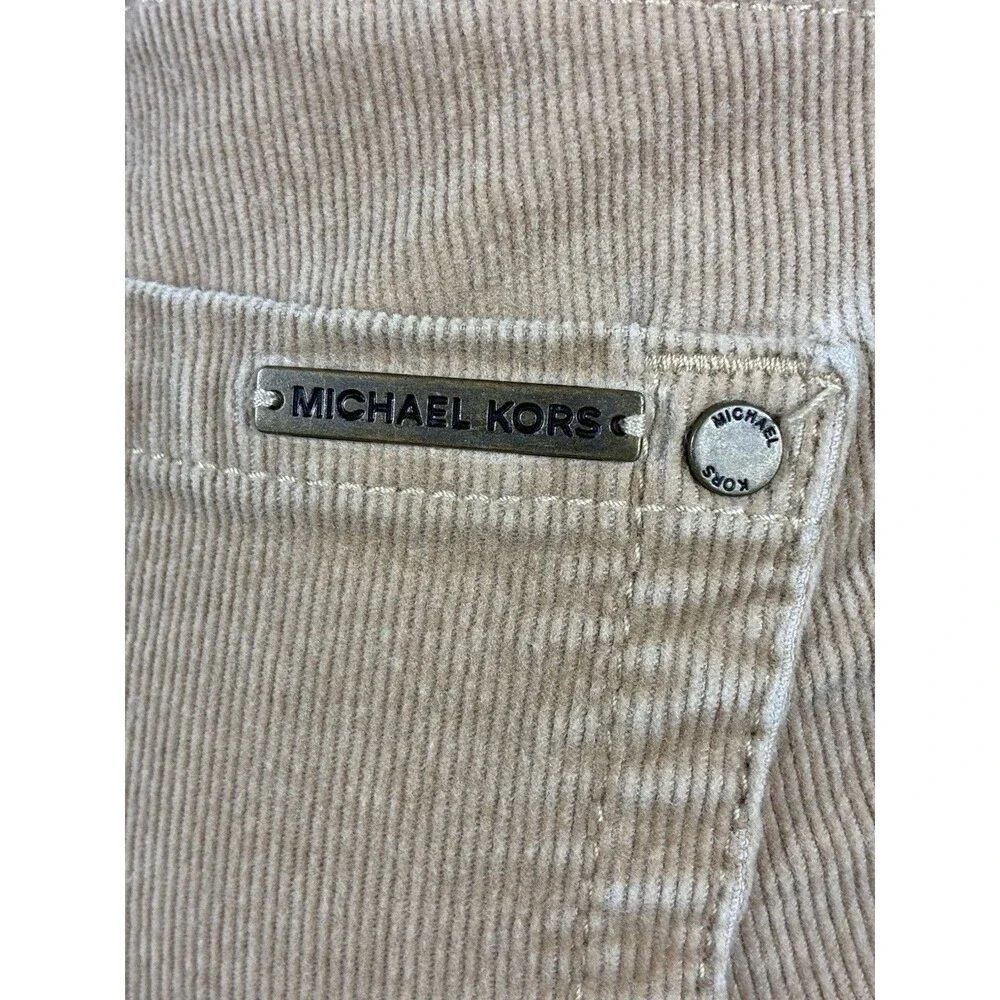 Michael Kors Womens Corduroy Jeans Sz 8 Camel Tan Skinny Mid Rise Five Pocket